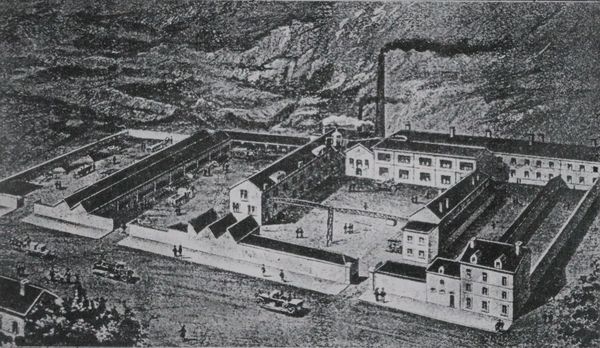 Dessin représentant l'usine Gilbert vers 1890
Source Internet